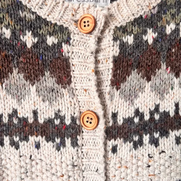 Women's Patterned Sweater - Cream and Brown - Picture 2 of 5